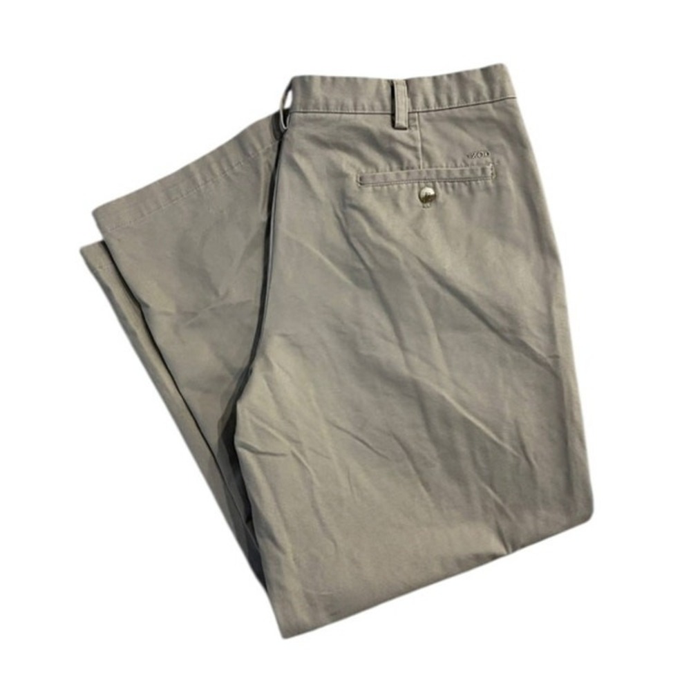 Izod American Beige Tan Flat Front Chino Pant Slacks 100% Cotton Mens 38 x29